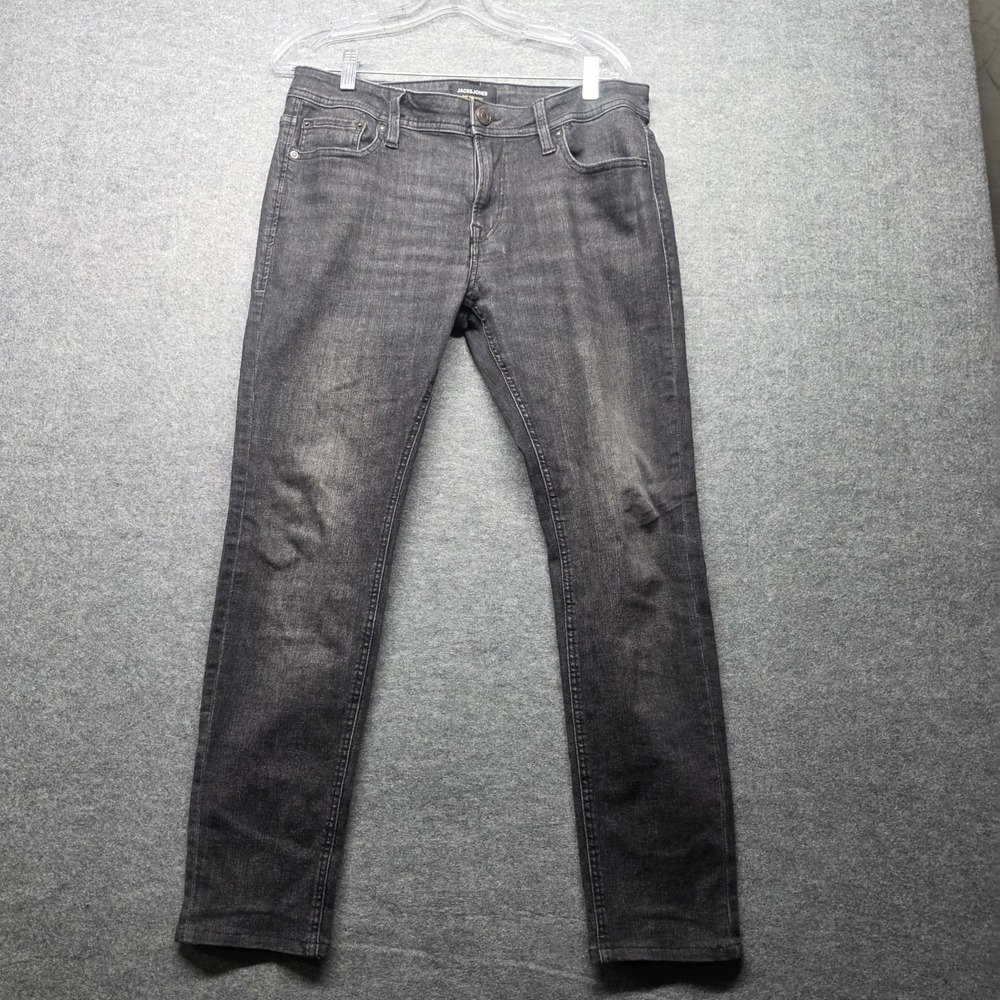 Jack & Jones Liam Skinny Jeans Mens W34 L30 Black Stretch Denim Slim Casual
